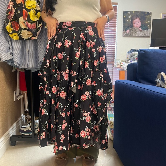 Layered Printed Skirt‎ 100% Cotton Size 10 belt looped wais western Collection - Picture 10 of 13